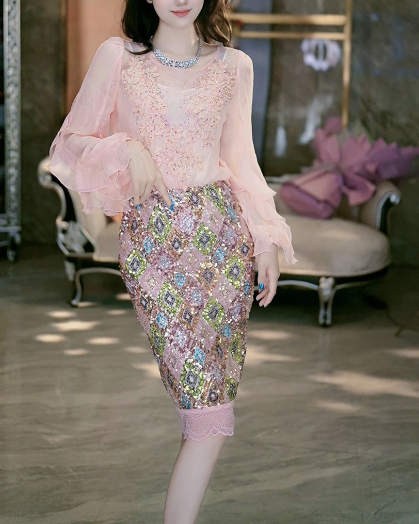 4-16【甜宠千金】欧若风重工时尚气质百搭半裙