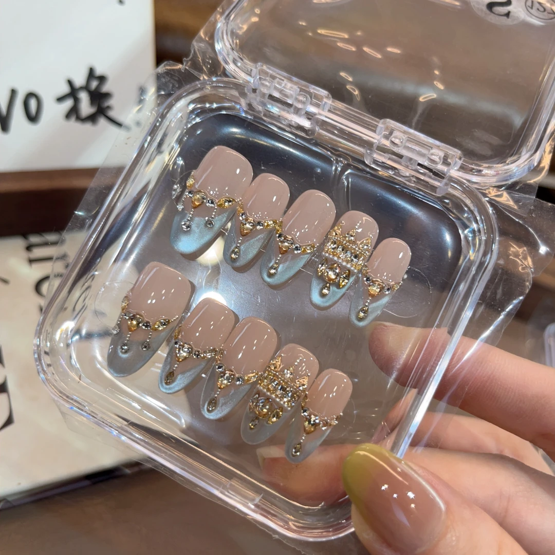 妍姿-纯手工定制穿戴甲 壹心推荐美甲贴片可拆卸假指甲贴10片