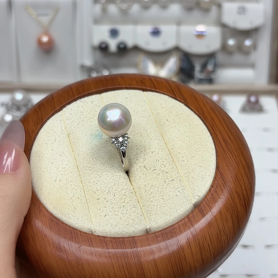 上***萱戒指银S925镶嵌淡水珍珠