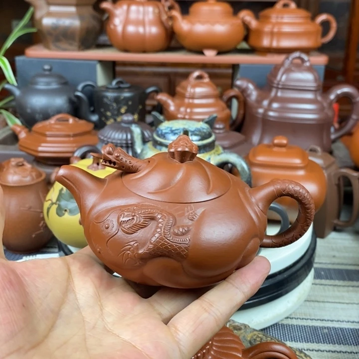 茶壶紫砂鱼化龙200-260cc原矿朱泥特价
