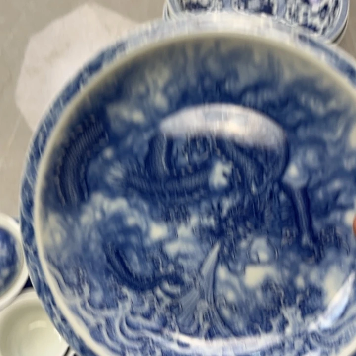 陶摆件青花龙吸水大壶尘