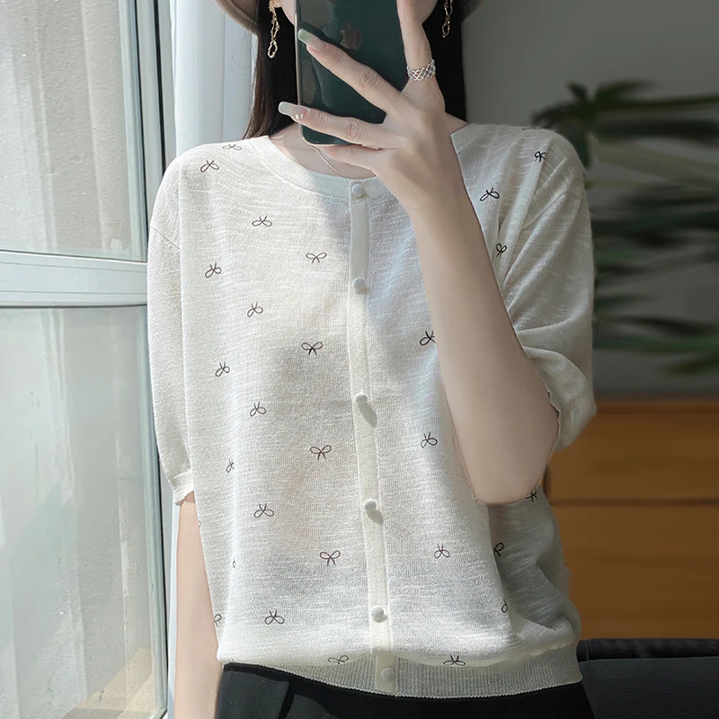 夏季新款小个子上衣2025新款短款洋气冰丝针织衫漂亮气质短袖T恤