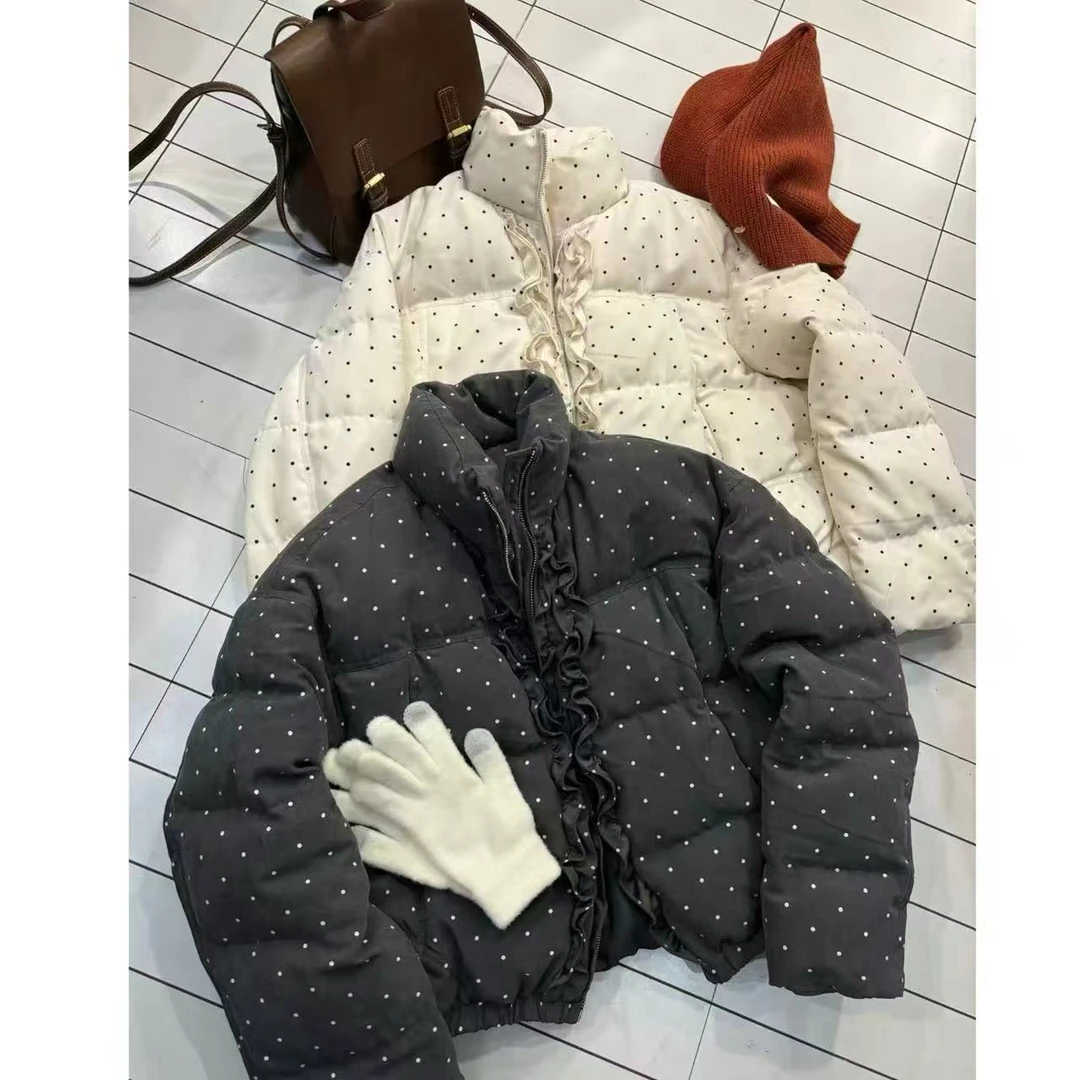 冬季立领木耳边短款设计感百搭宽松大码棉服女款