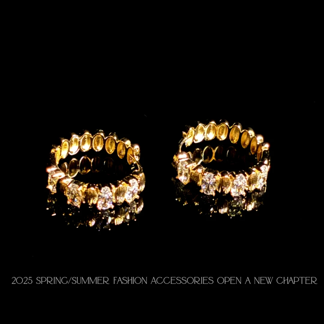 铜合金耳饰 镀k金 2025款C7700【闪金圈环星】Jeannie zoo 耳环