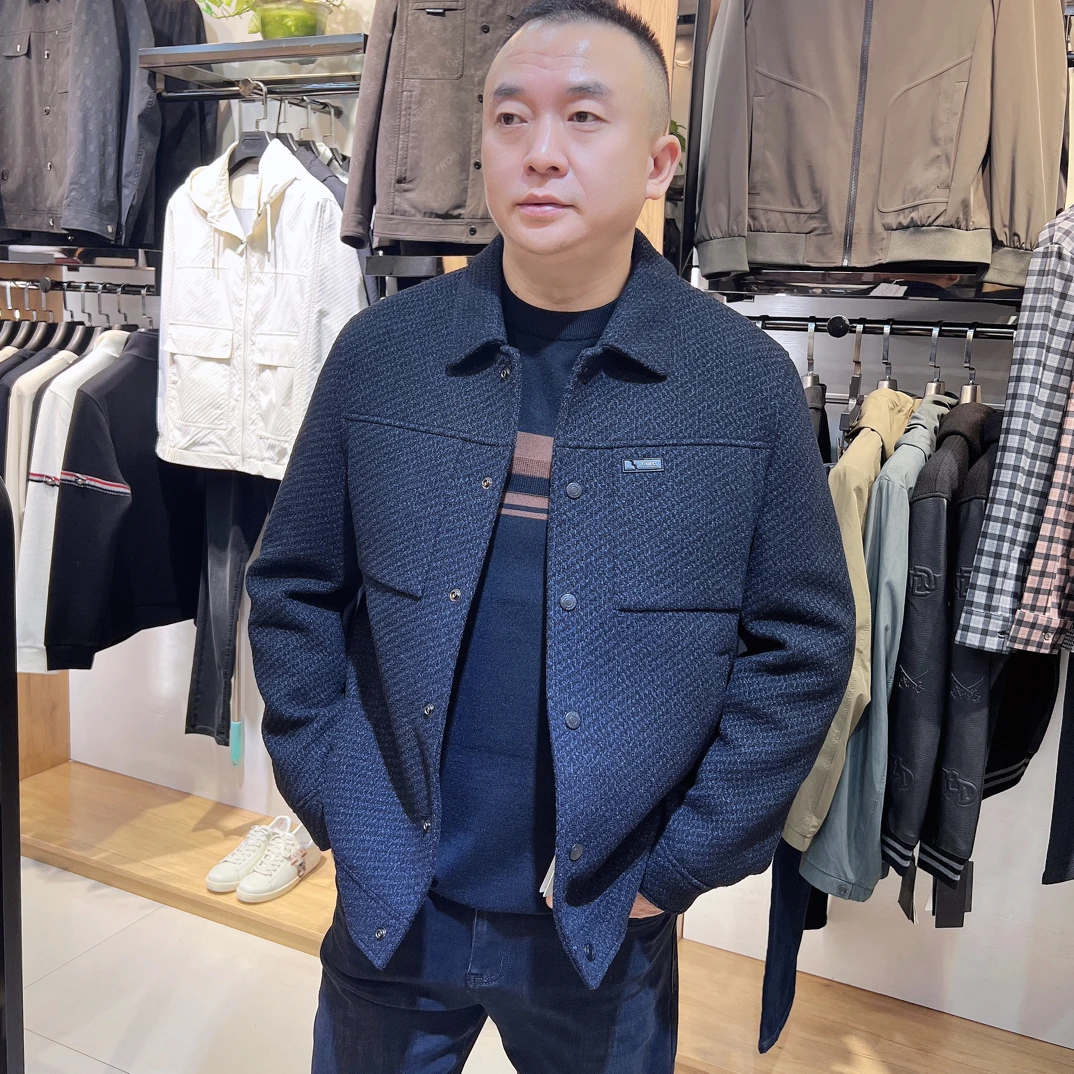 翻领短款夹克羽绒服001