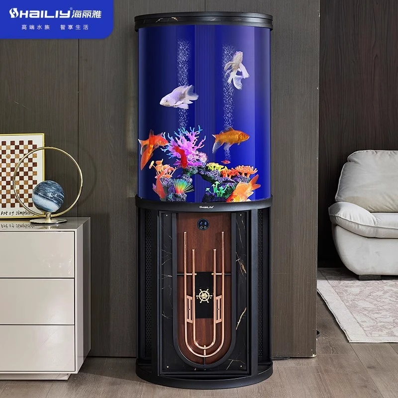 HaiLiy/海丽雅2025半圆形家用鱼缸底滤免换水干湿分离新手养鱼