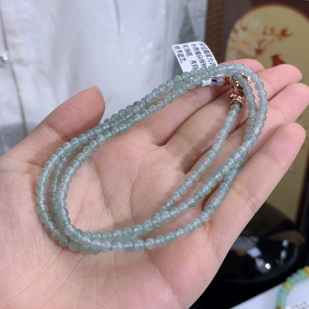 未镶嵌手串翡翠卡3.4冰胶蓝飘花
