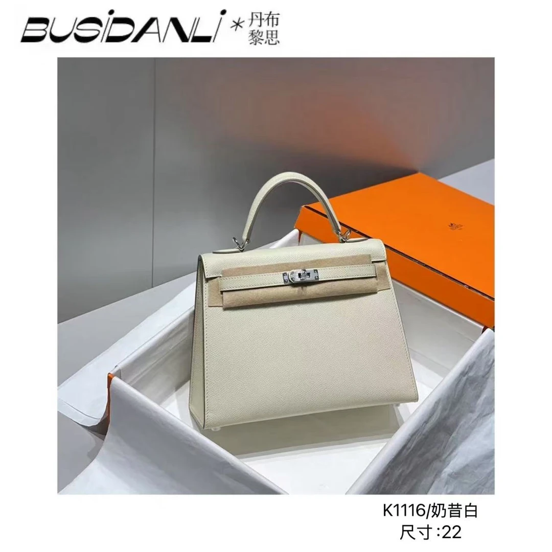 K116/二代凯利手掌纹银扣/奶昔白BusiDanli高端定制手提包轻奢