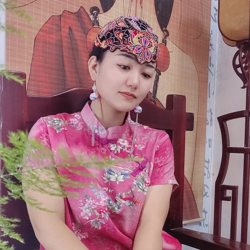 扶茶原创设计-民族风老绣发箍帽385