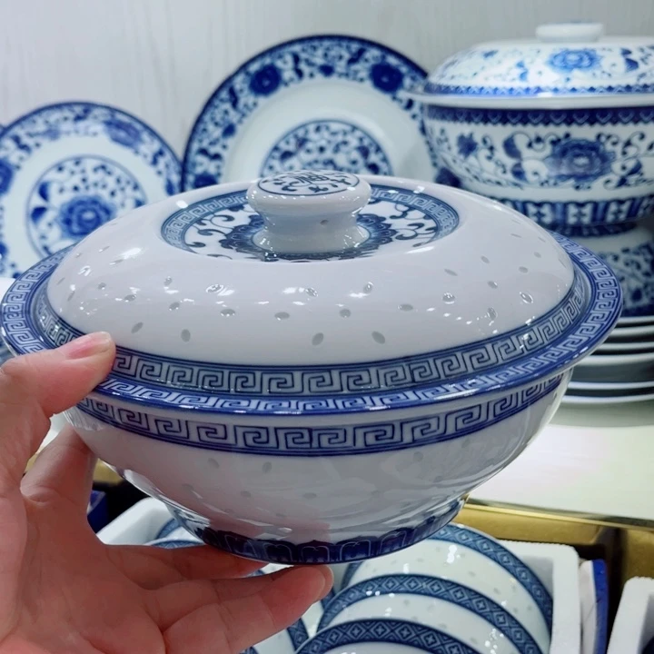 青花玲珑福字品锅