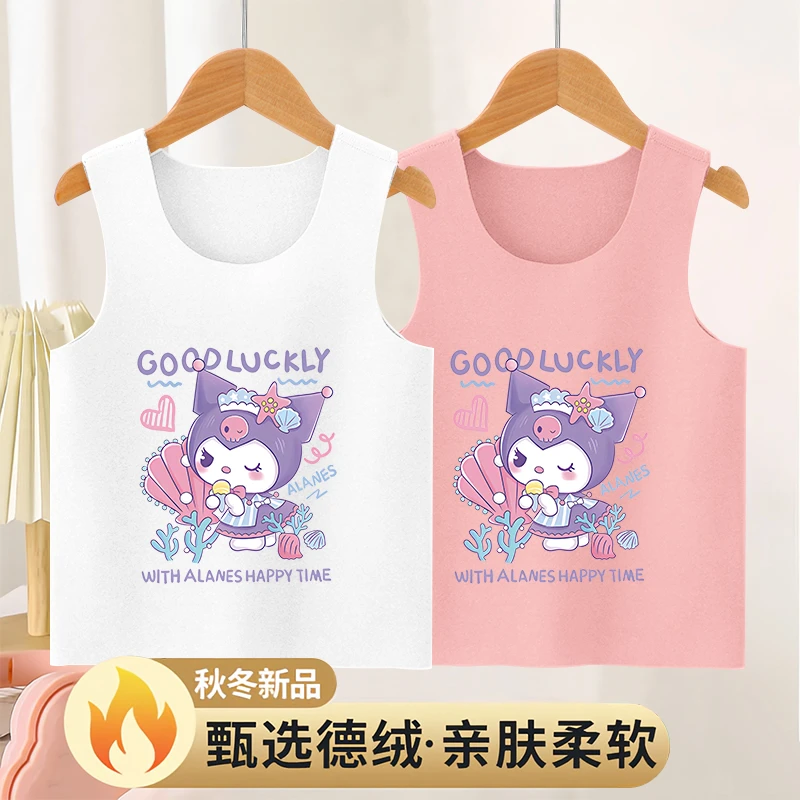 儿童保暖背心内穿德绒女童护肚打底女孩宝宝秋冬贴身马甲卡通洋气