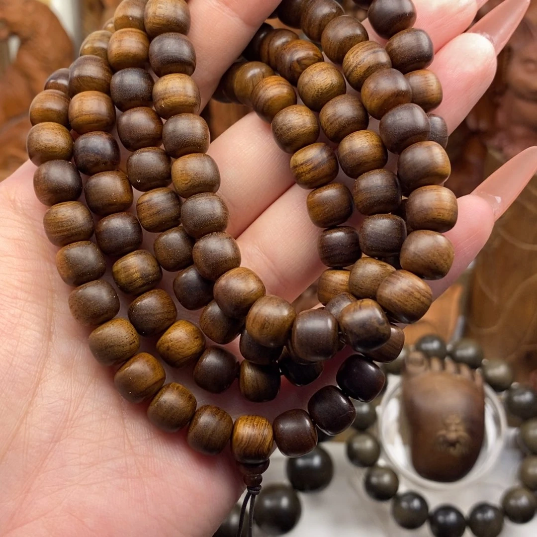 檀香木手串/手链老山檀黑沉虎皮0809.108奶香，微瑕