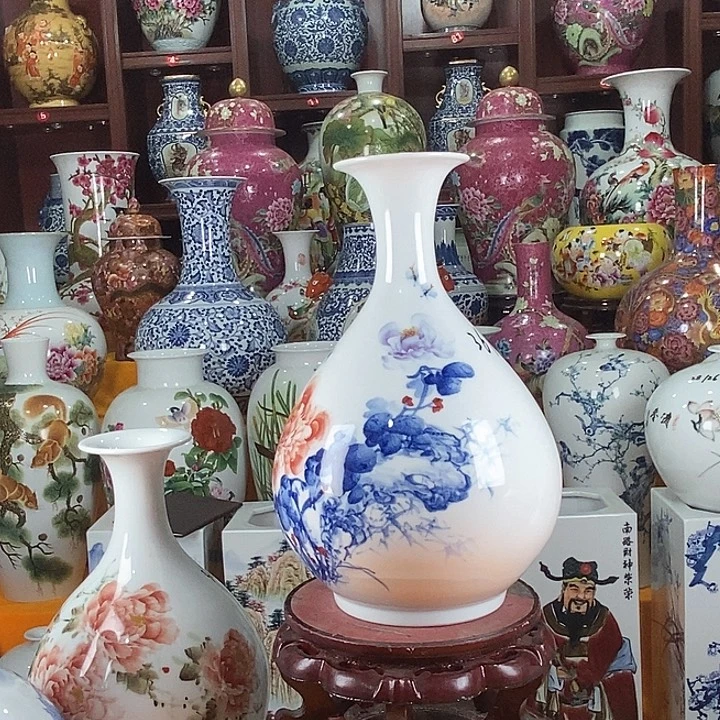 子***鱼摆件景德镇陶瓷赏瓶