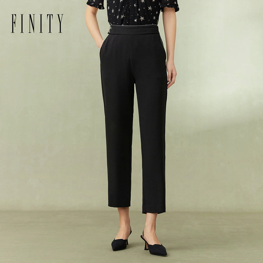 【粉丝专享】FINITY 高腰显瘦九分直筒薄款休闲裤时尚 F21X3E01K5