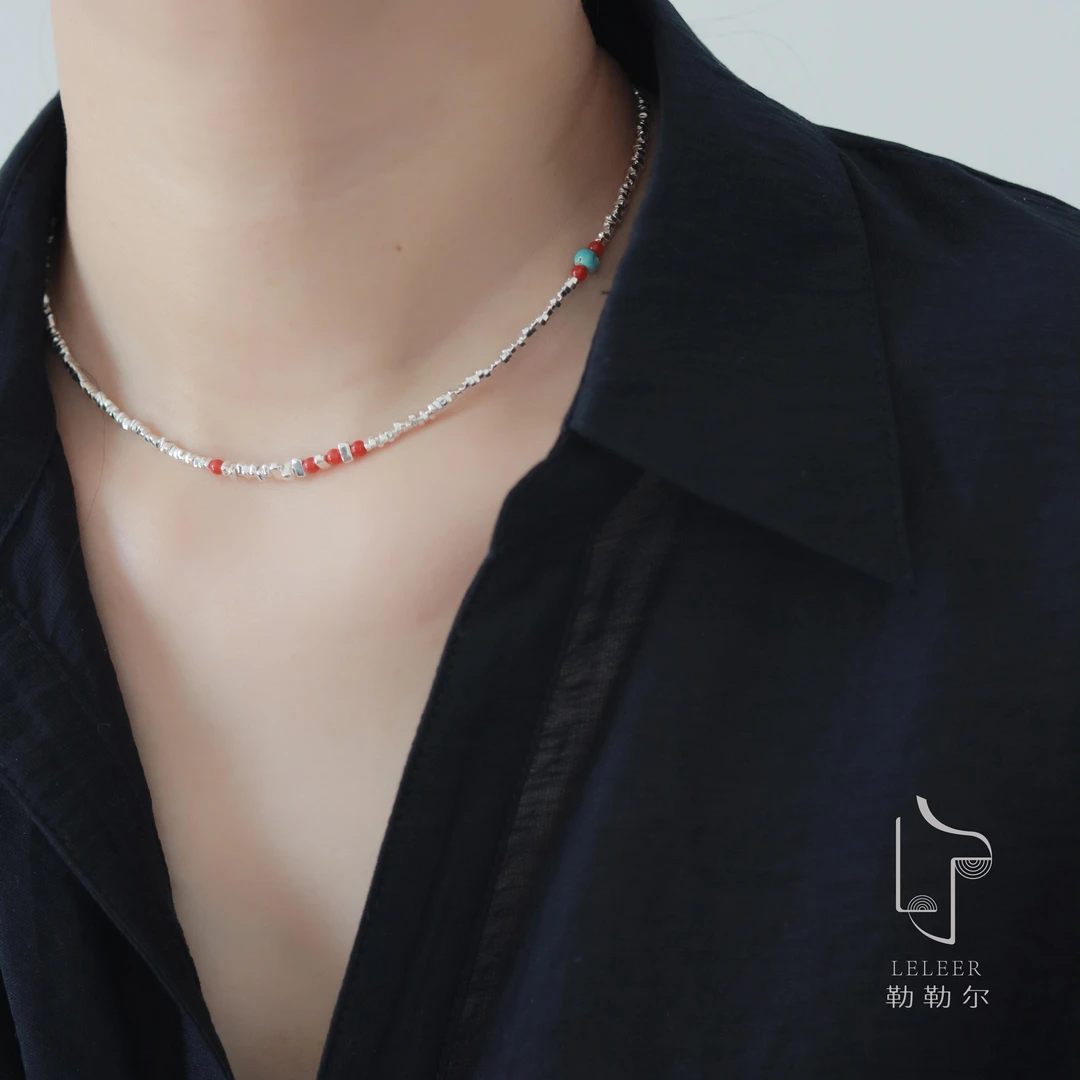 吊坠925银 勒勒尔碎银子项链时尚简约气质百搭项链设计感小众