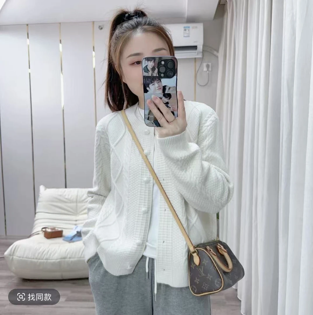 百搭减龄毛衣针织开衫外套女2025春秋季宽松休闲针织复古麻花上衣