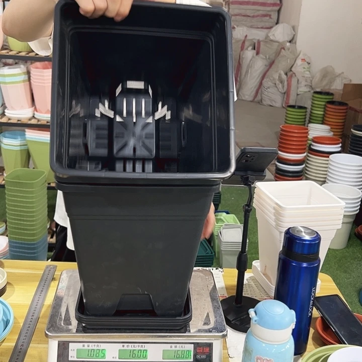 特价方盆口26高28黑色带托3只