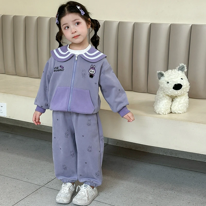 女童套装春秋2025新款儿童洋气卡通秋装女宝宝时髦休闲秋季两件套