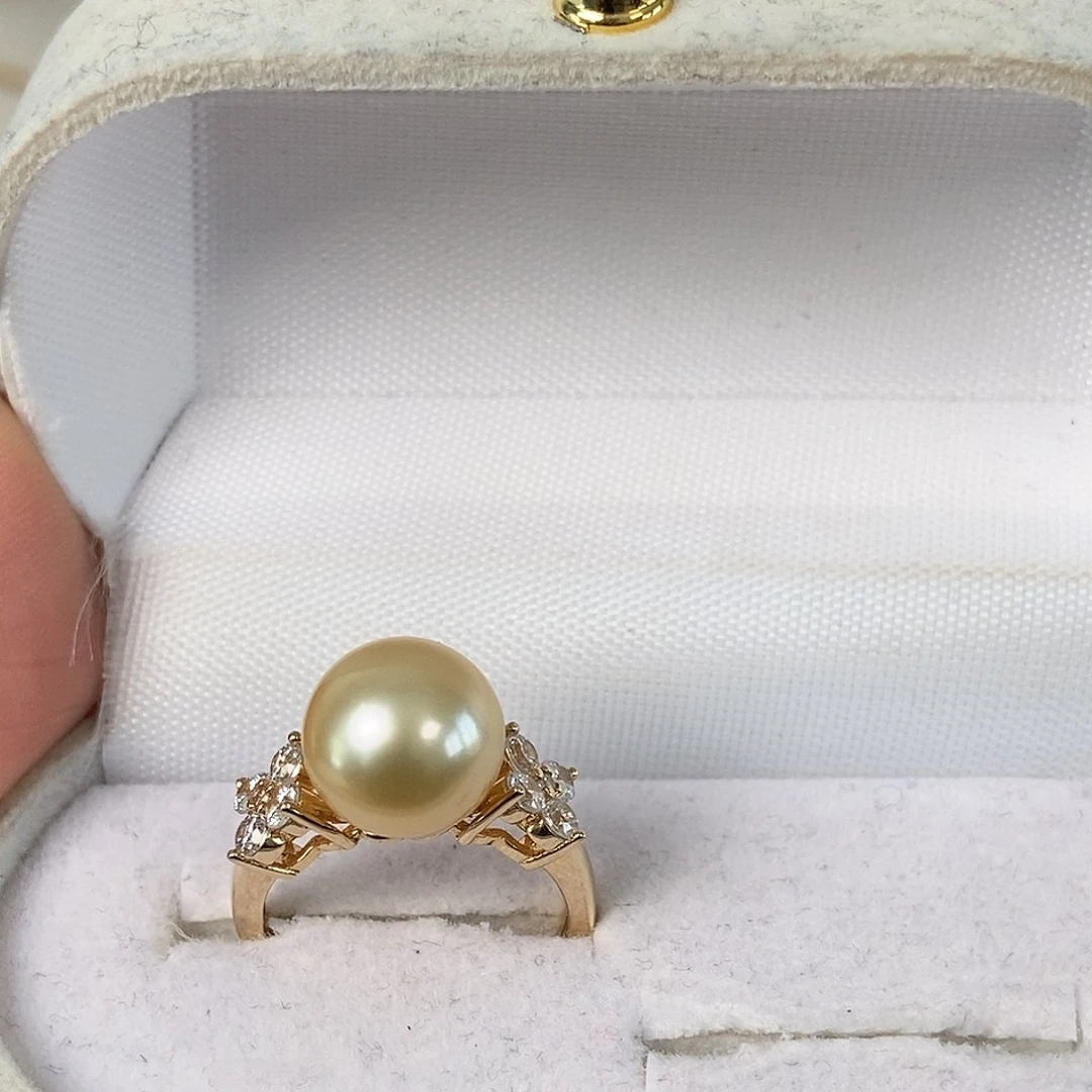 海水珍珠戒圈银S925镶嵌