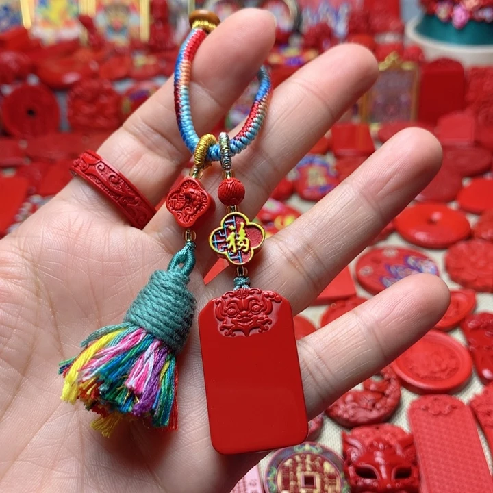 天然辰砂工艺品朱砂包包挂
