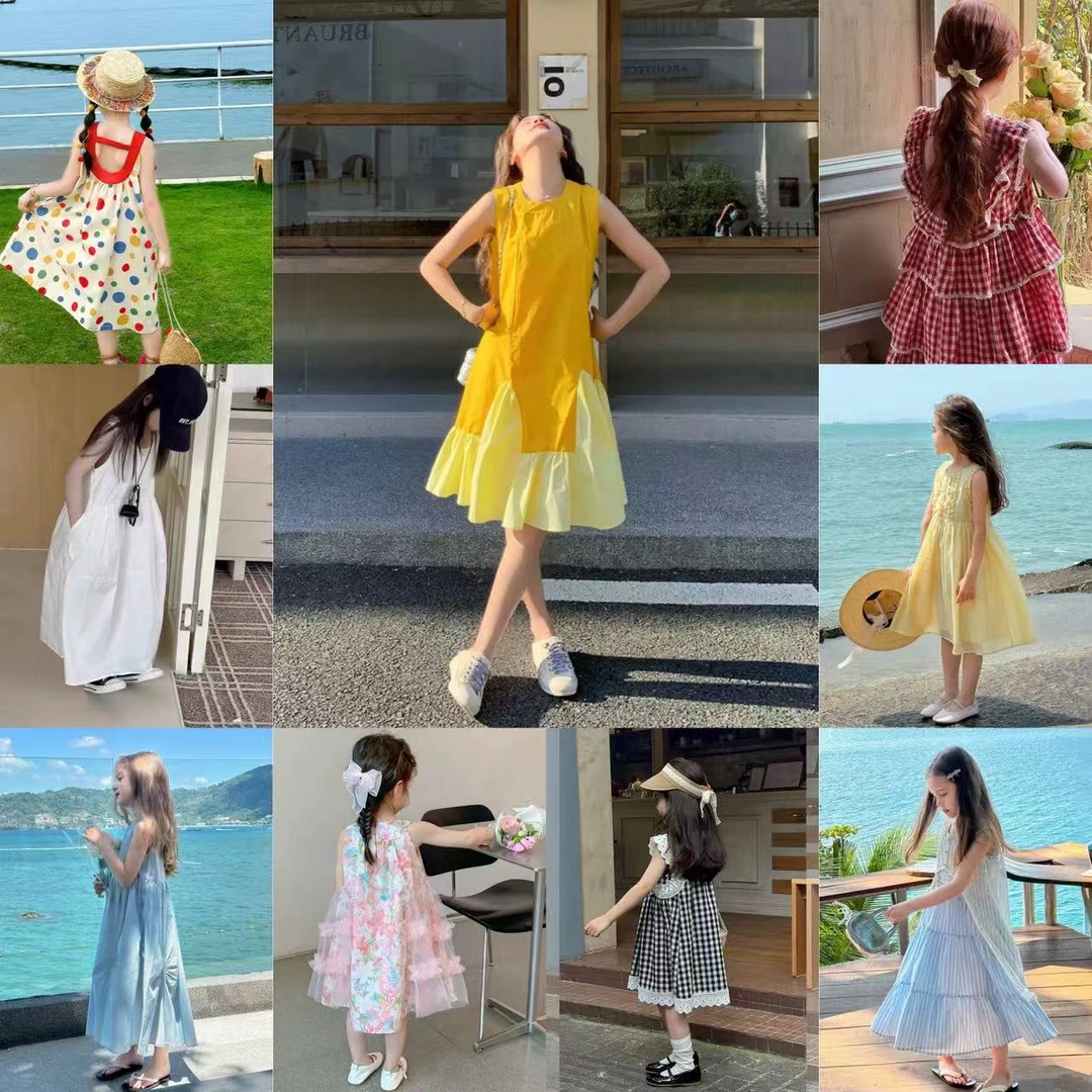 600-699女童现货连衣裙纯棉新款无袖碎花2025夏季裙子风
