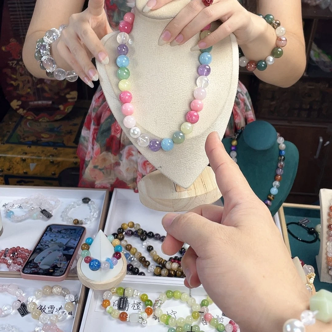 水晶手链银S925镀金镶嵌