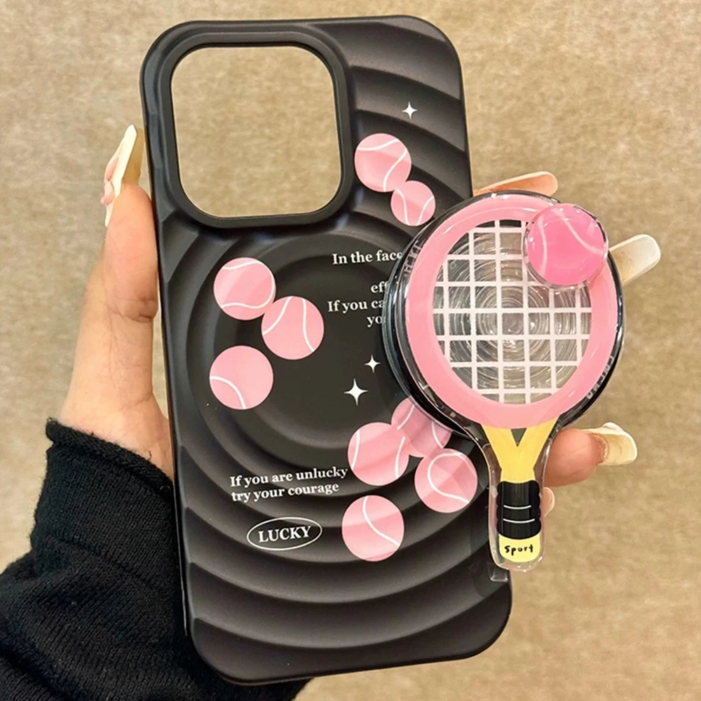 磁吸波漾黑粉磁吸网球旋转支架适用苹果15/16promax手机壳14/13