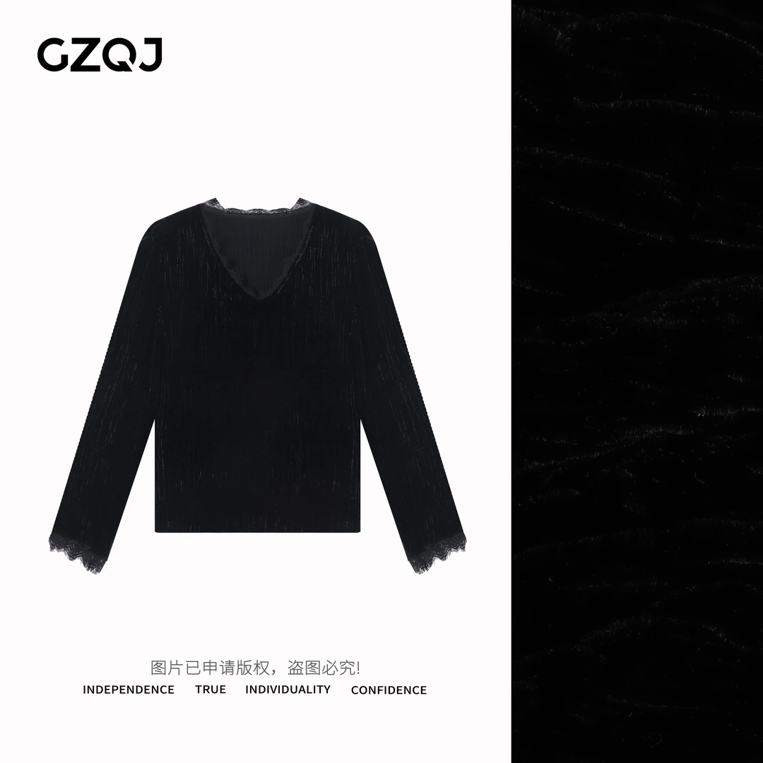 老琴私服【南法腔调 】原创设计真丝丝绒v领长袖衬衫女春季上衣6013