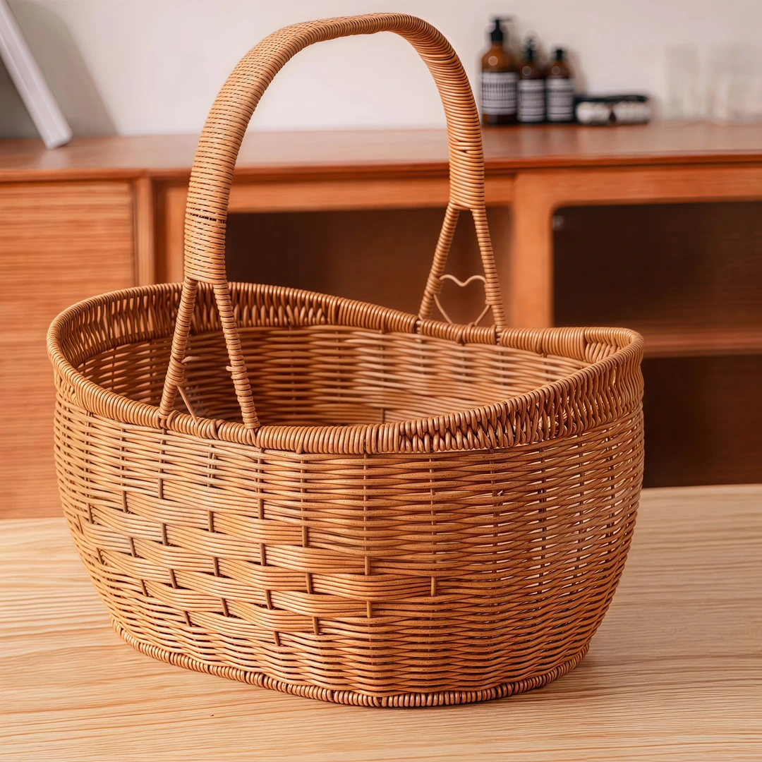 BB11编织大号元宝创意造型手提篮户外野餐买菜购物家用鸡蛋储物筐