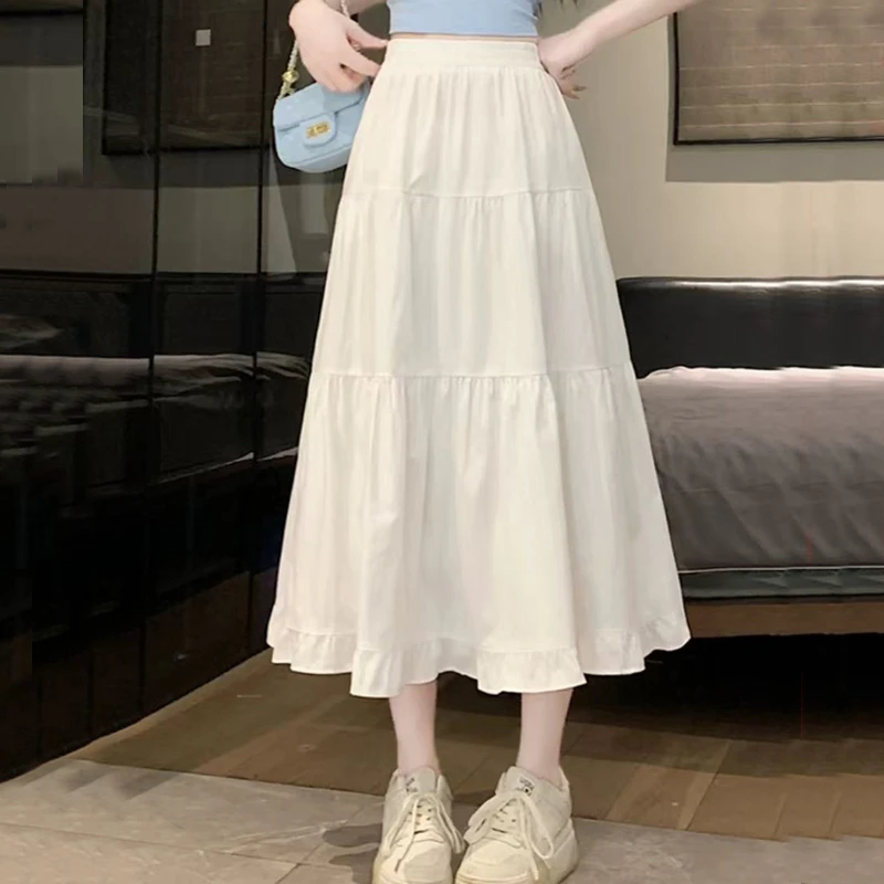 女童白色半身裙套装夏季2025新款儿童洋气蛋糕裙女大童时尚长裙子