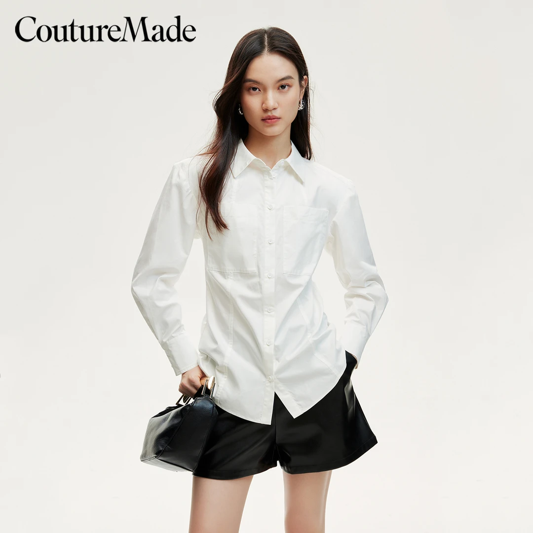 Couture Made新款衬衫女翻领收腰中长款显瘦气质风百搭324331008
