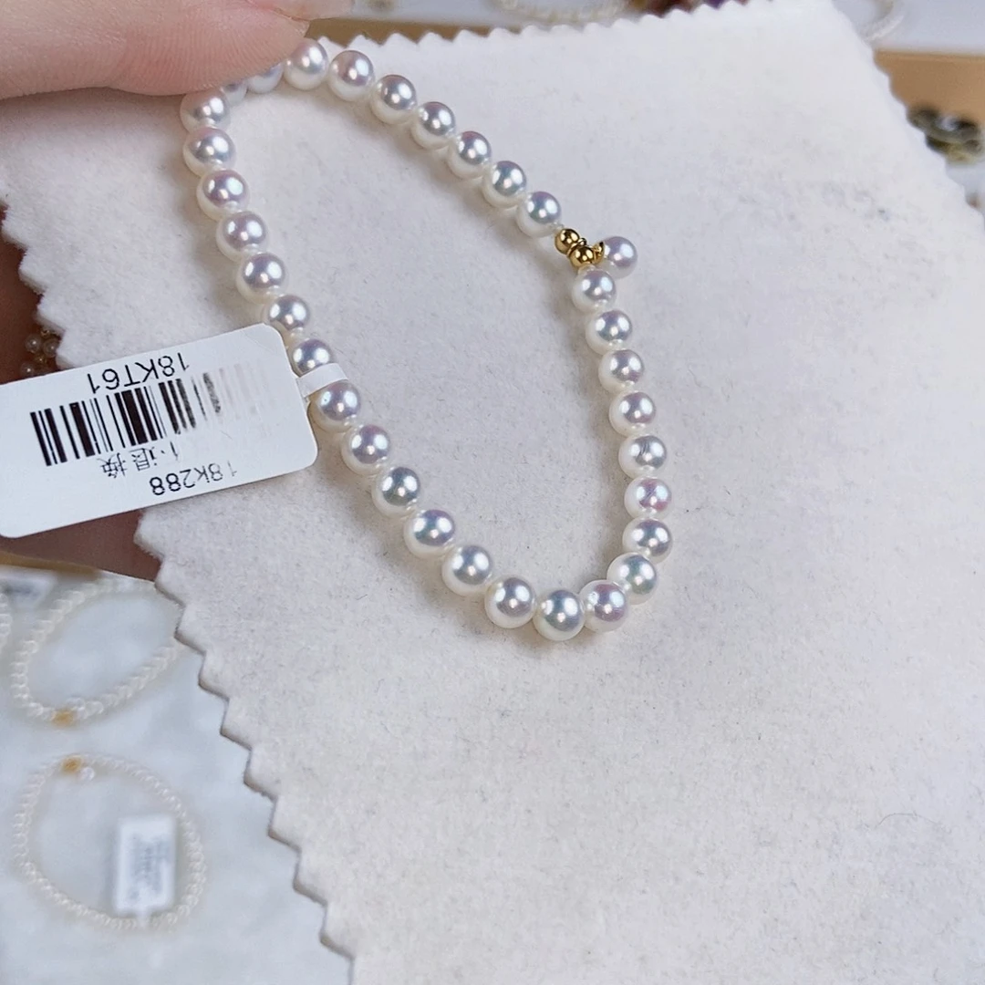 淡水珍珠手绳18K金镶嵌