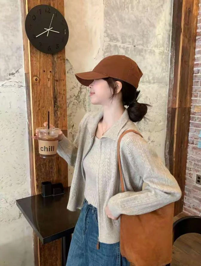 【拍一发二】INS风时尚套装法式百搭开衫秋冬休闲毛衣两件套