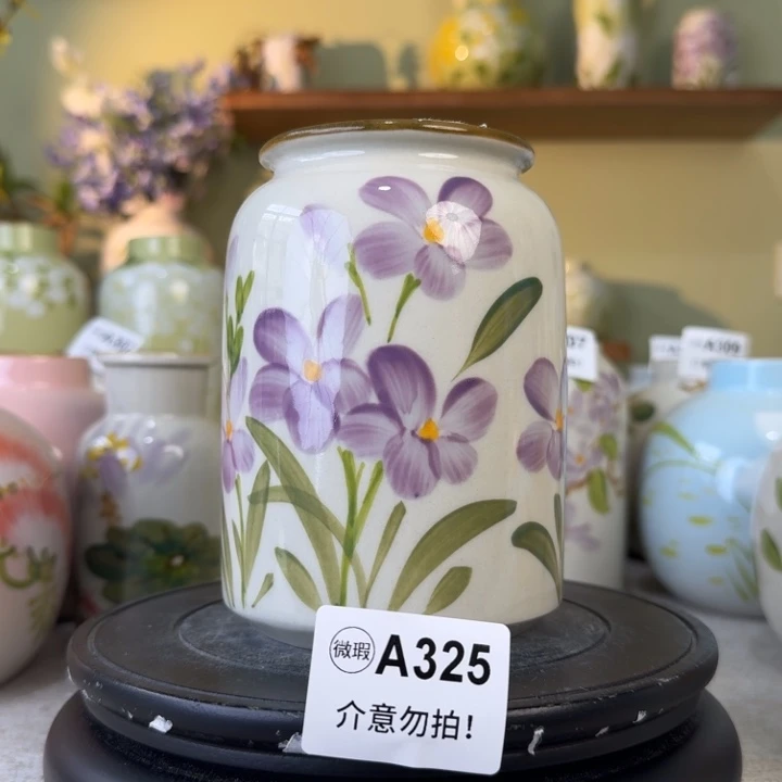 摆件景德镇手绘陶瓷花瓶摆件无孔