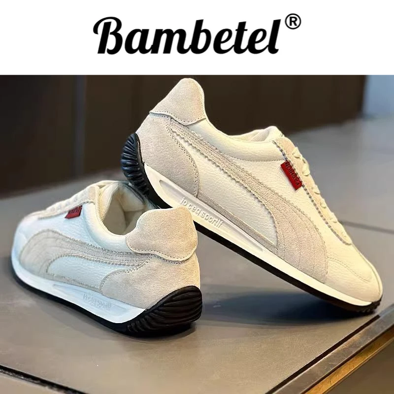Bambetel！软底百搭潮牌防滑耐磨运动平底舒适透气真皮阿甘鞋