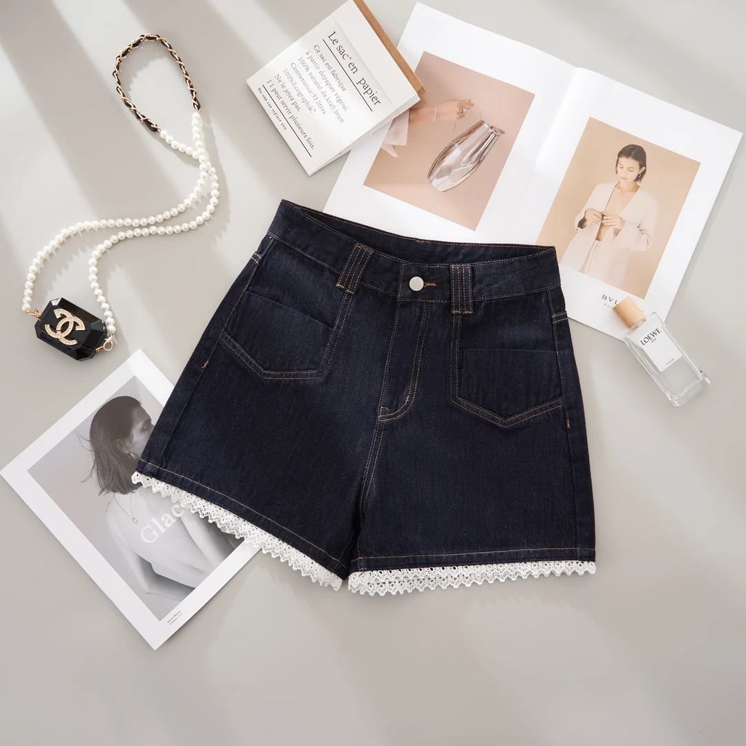 E夏季薄款显瘦高腰时尚百搭外穿阔腿花边显瘦高腰时尚百搭短裤