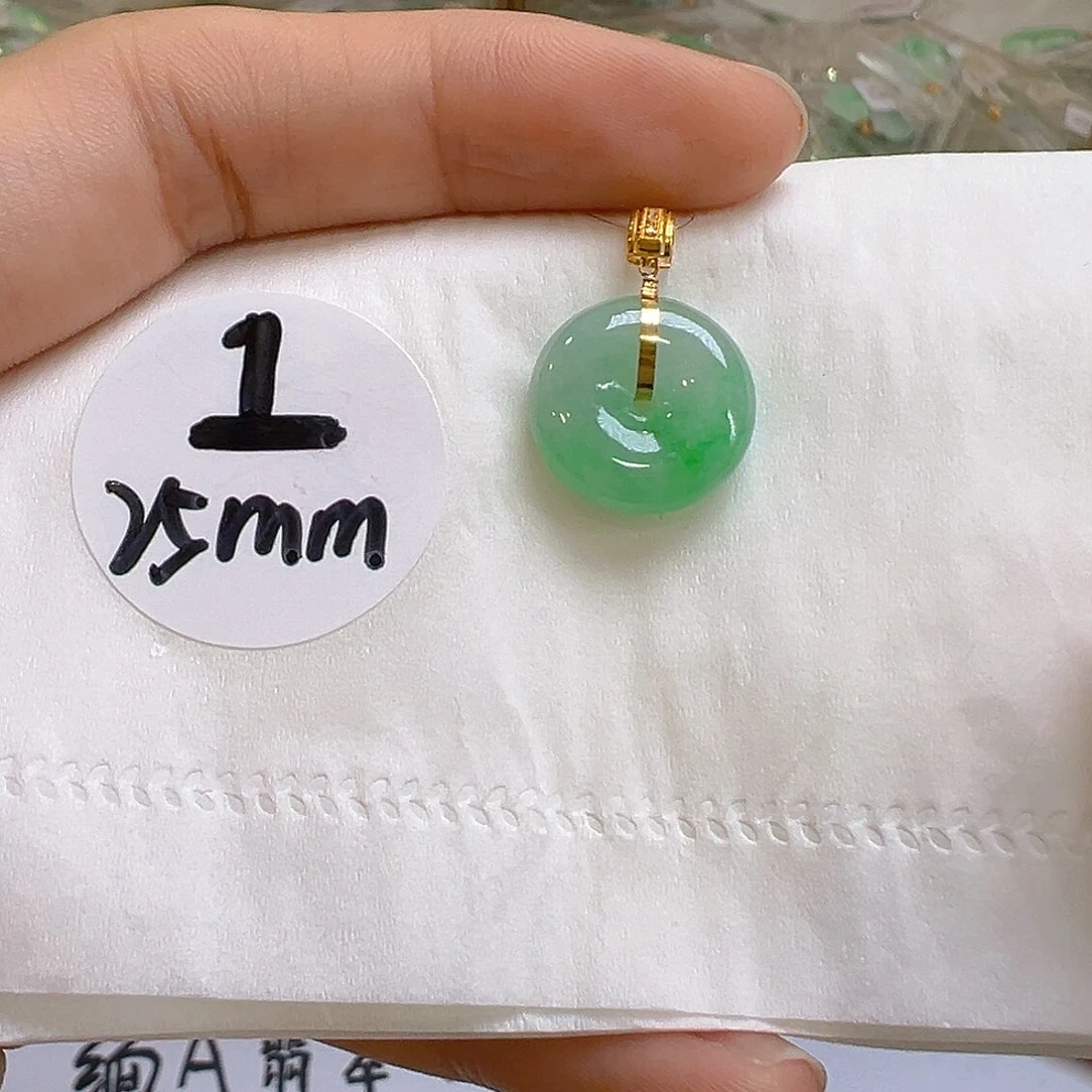 翡翠18K金镶嵌吊坠(不含链)翡翠