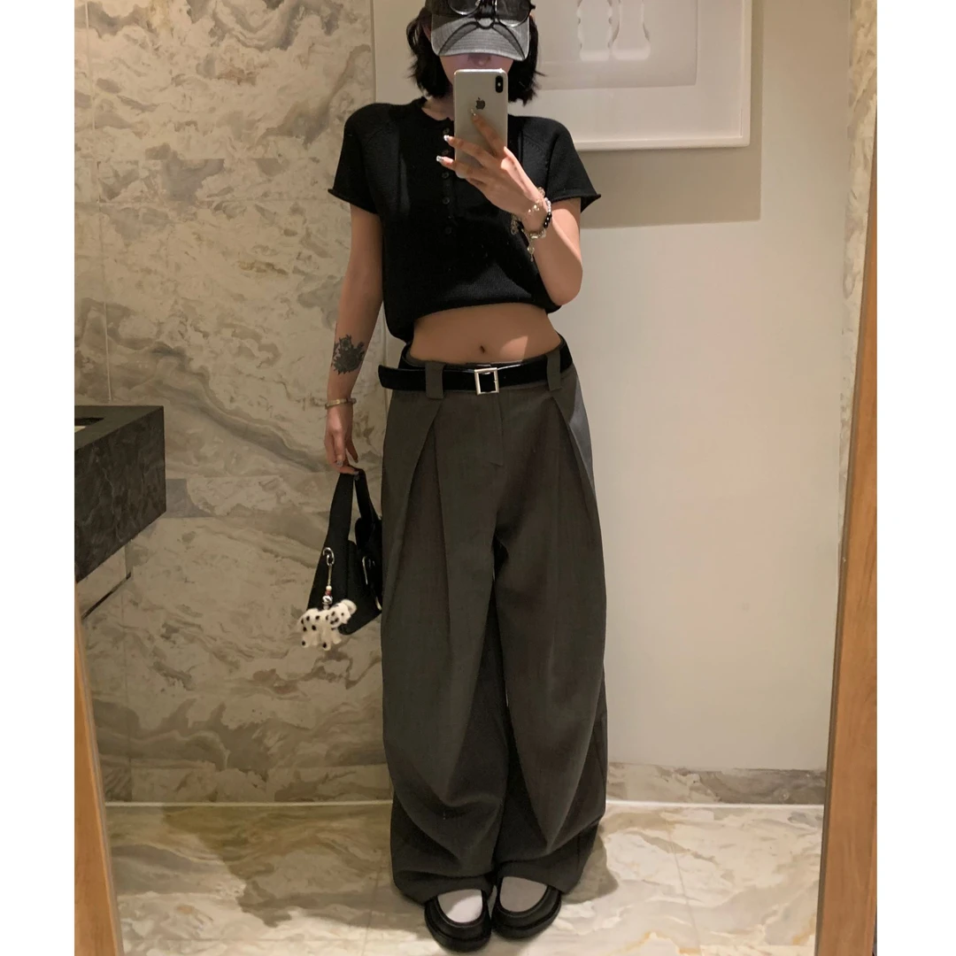 现货【末路狂欢】早秋薄款休闲裤宽松直筒裤女韩版休闲裤62533