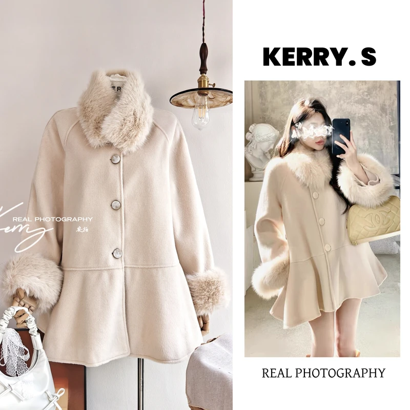 人间白月光 千金风气质毛呢大衣女2025新款冬加厚显瘦毛领外套