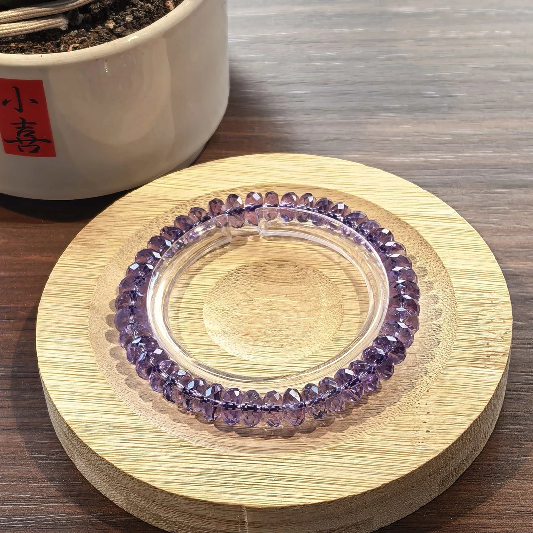【收藏级】全净体巴西紫水晶算盘珠刻面盘珠车轮适合收藏作礼物必选