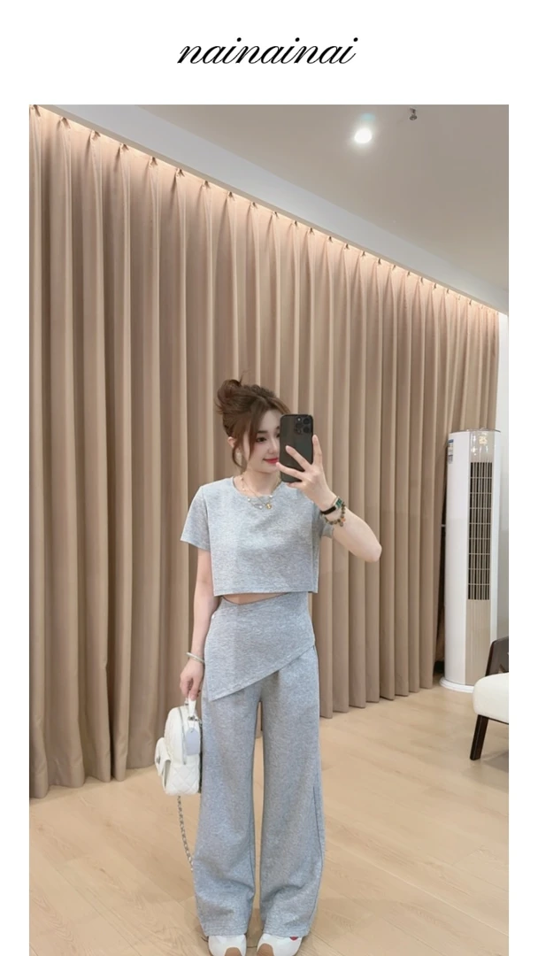 奈奈妮【比例套装】时尚套装两件套女2025夏季新款显瘦百搭6130