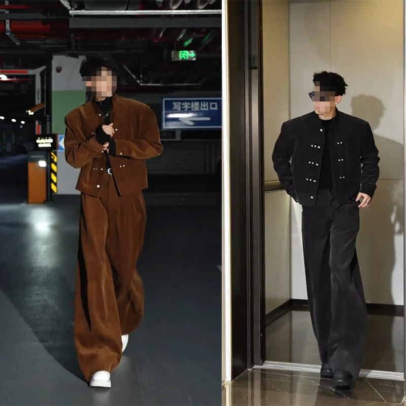 龙刀刀秋季新品美式时尚设计感立领夹克套装潮牌宽松休闲外套长裤