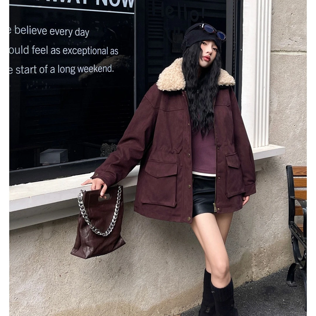 YANJING/颜境时尚加绒韩版冬季小个子休闲百搭收腰外套88AW8780