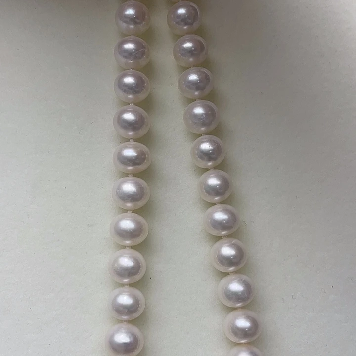 淡水珍珠银S925镶嵌颈饰卡10极光冷白高品