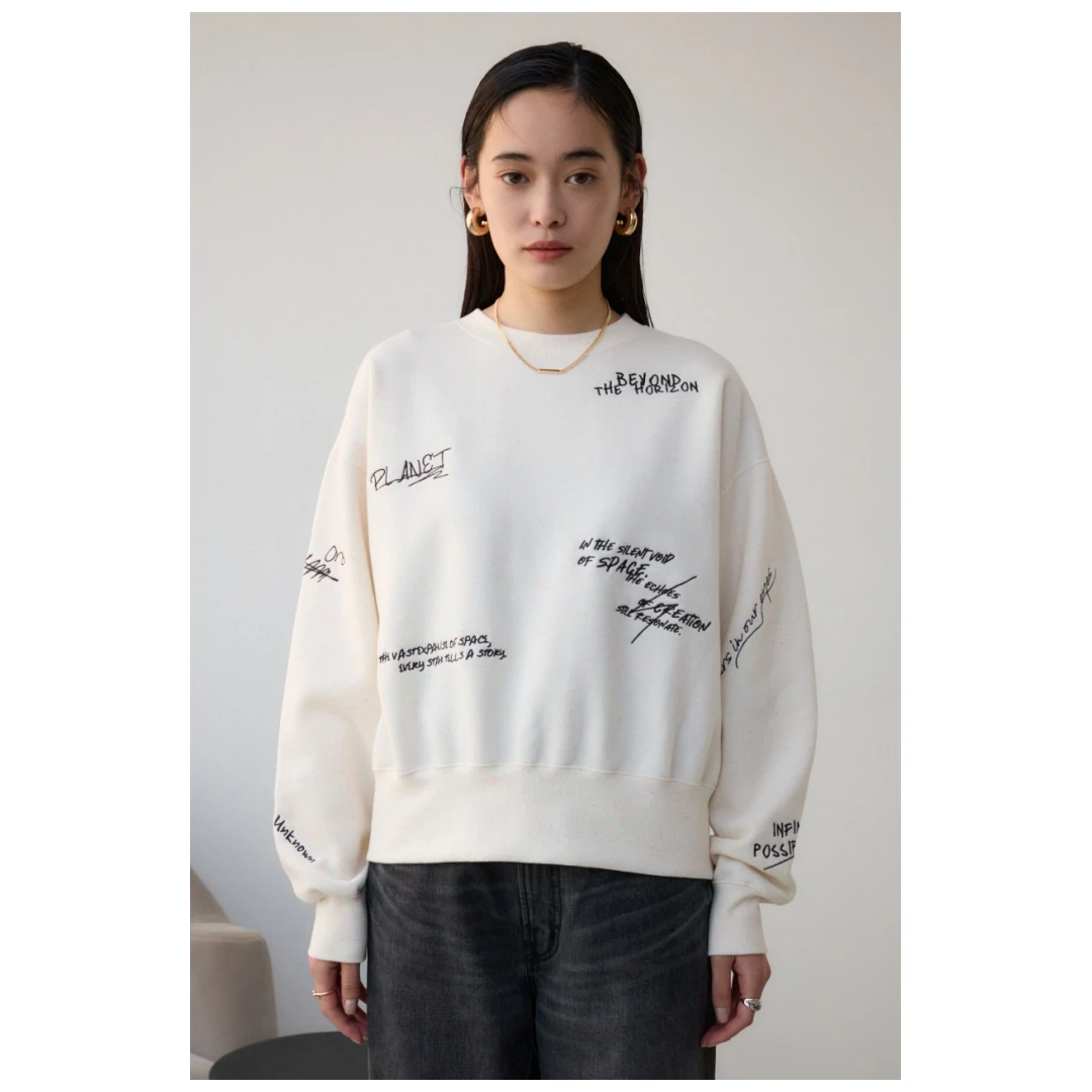 【MonTendre】春季新款 A 时尚百搭重工字母刺绣圆领套头女装上衣