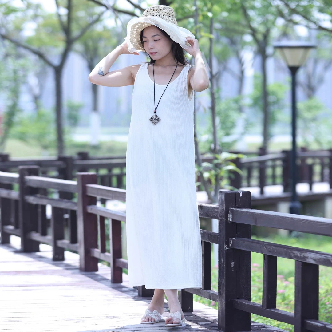 背心中式打底连衣裙显瘦吊带裙薄款宽松内搭百搭常规法式中长裙