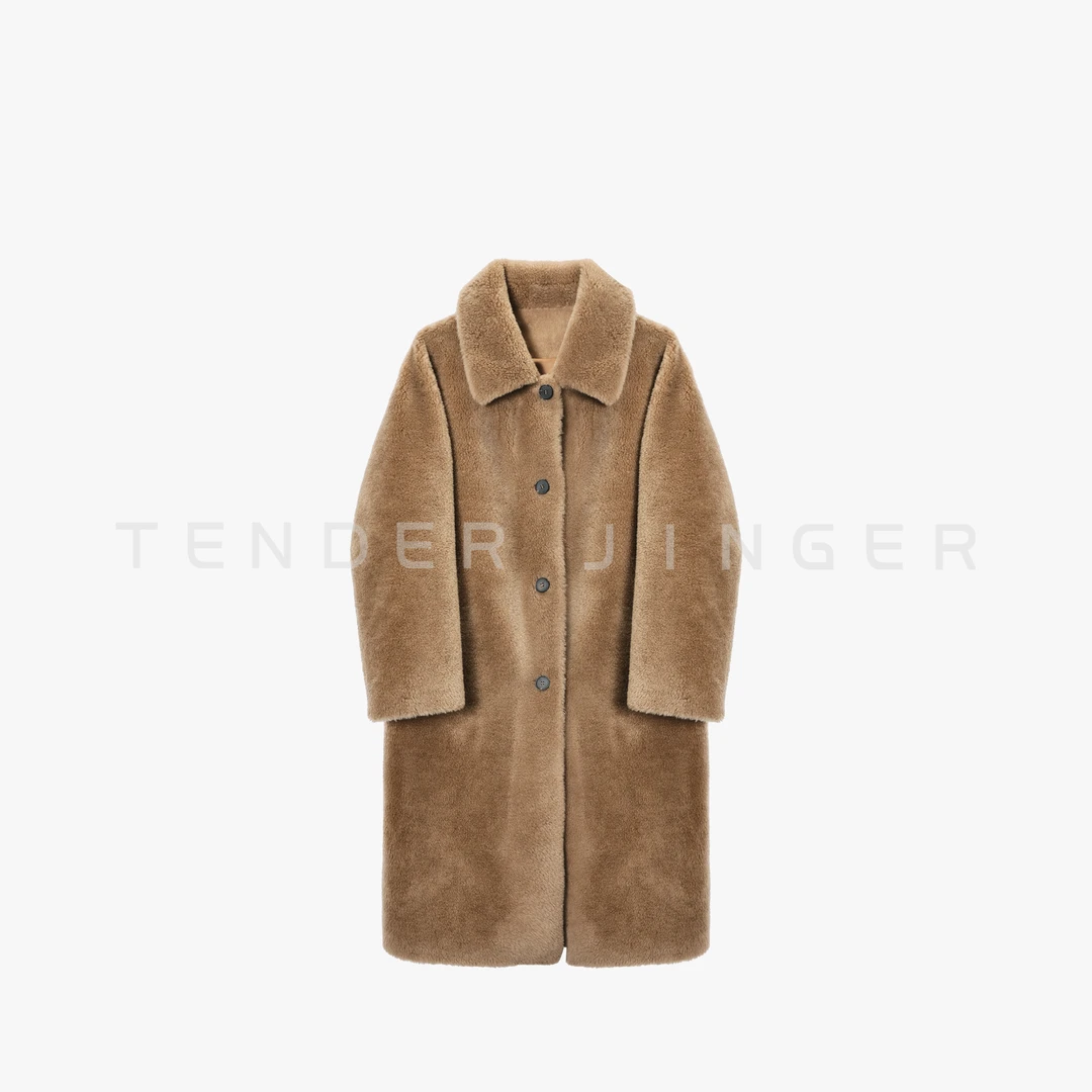 Tender Jinger｜线下专供 简约翻领羊毛绒长款大衣T54MDD50730