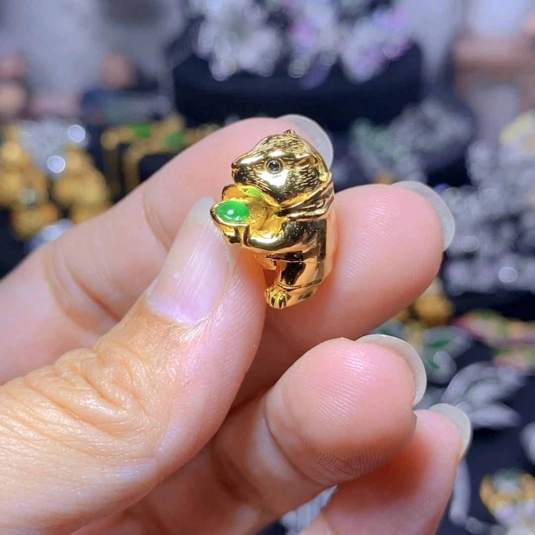 翡翠银S925镶嵌耳饰天然翡翠