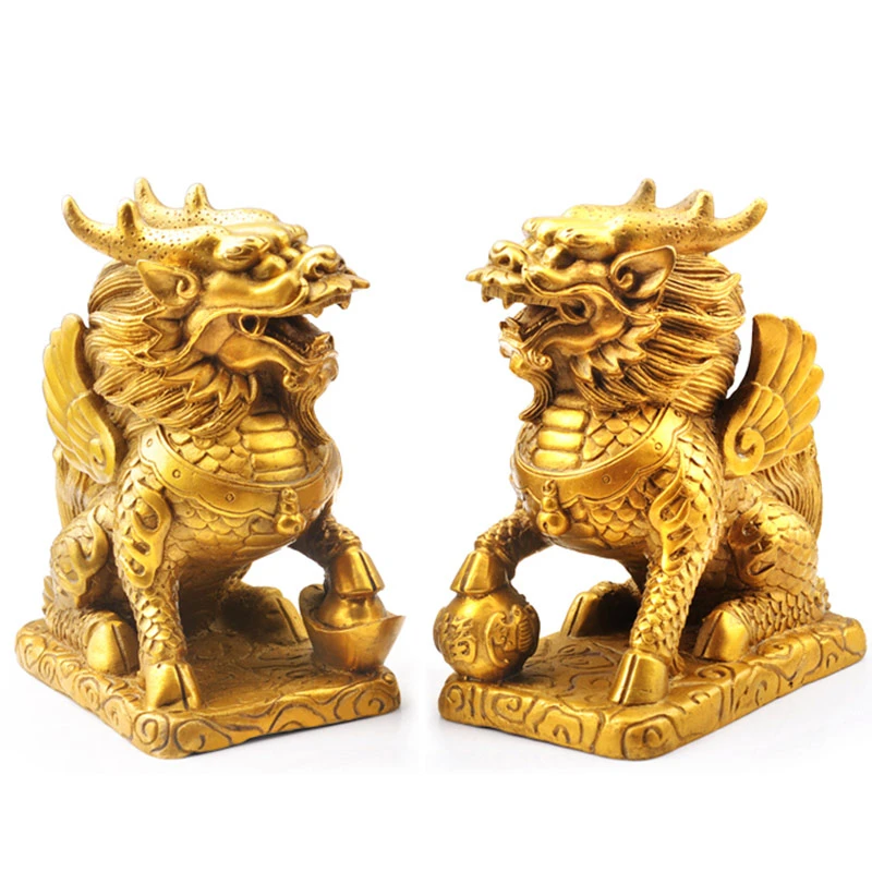 【姚易君推荐】财富铜麒麟摆件一对麒麟中式