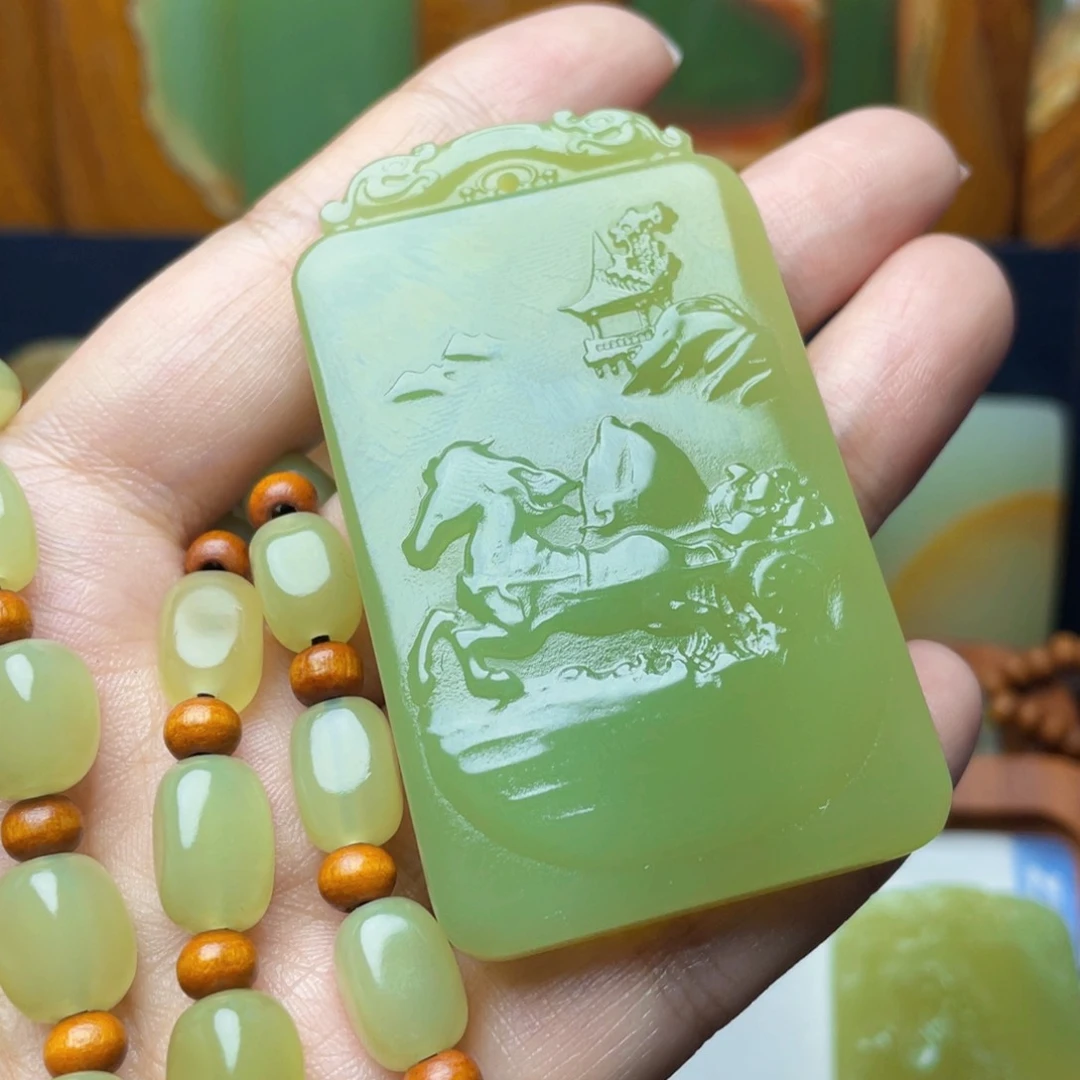 新疆昆仑方解石玉马牌